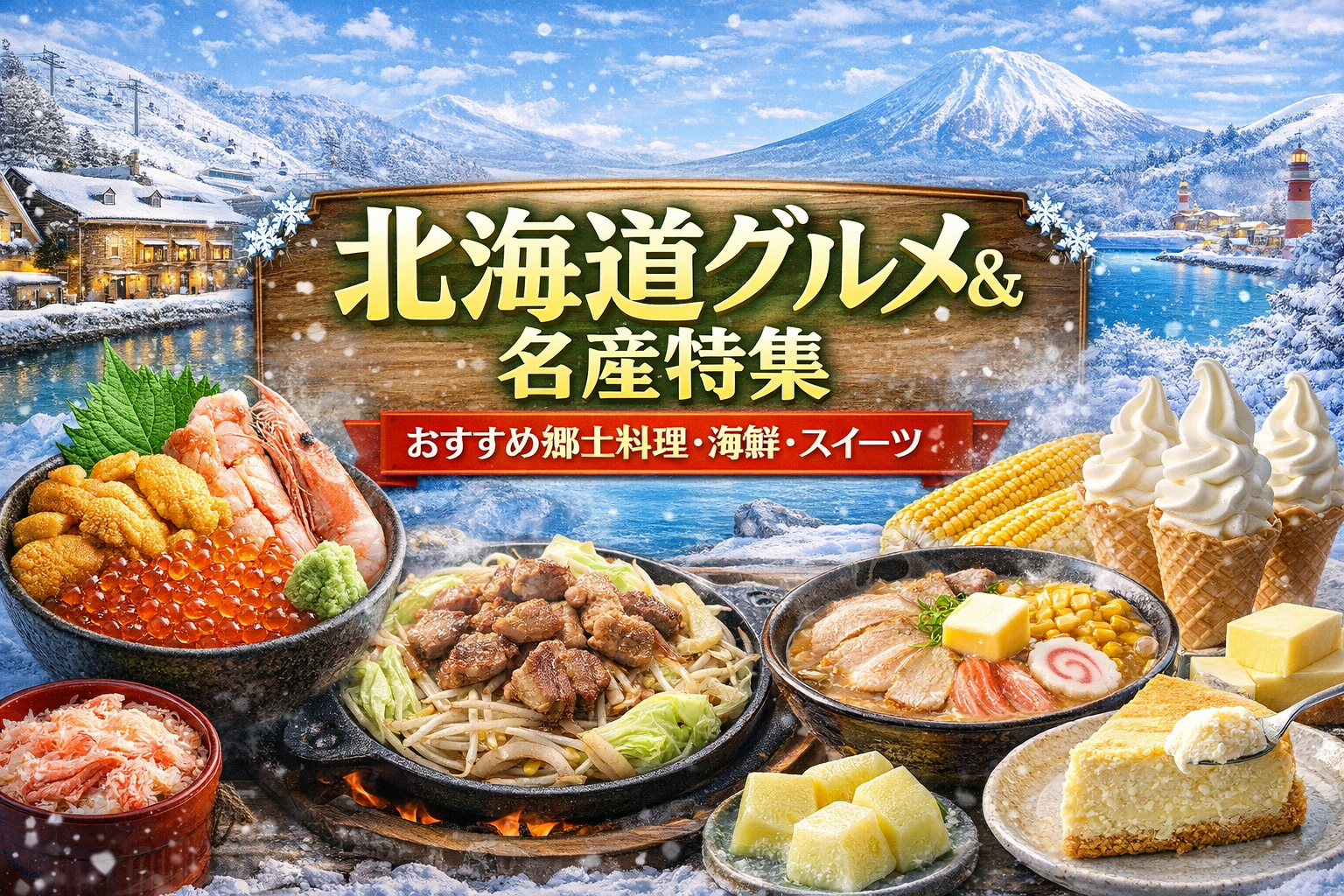 北海道グルメ＆名産特集｜海鮮・ジンギスカン・ラーメン・スイーツのイメージ
