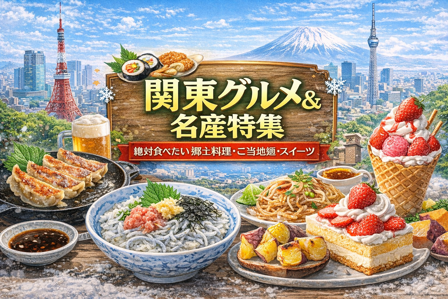 関東グルメ＆名産特集｜餃子・しらす丼・ラーメン・スイーツのイメージ