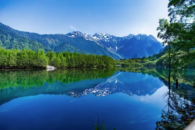 長野県上高地の河童橋と穂高連峰の絶景
