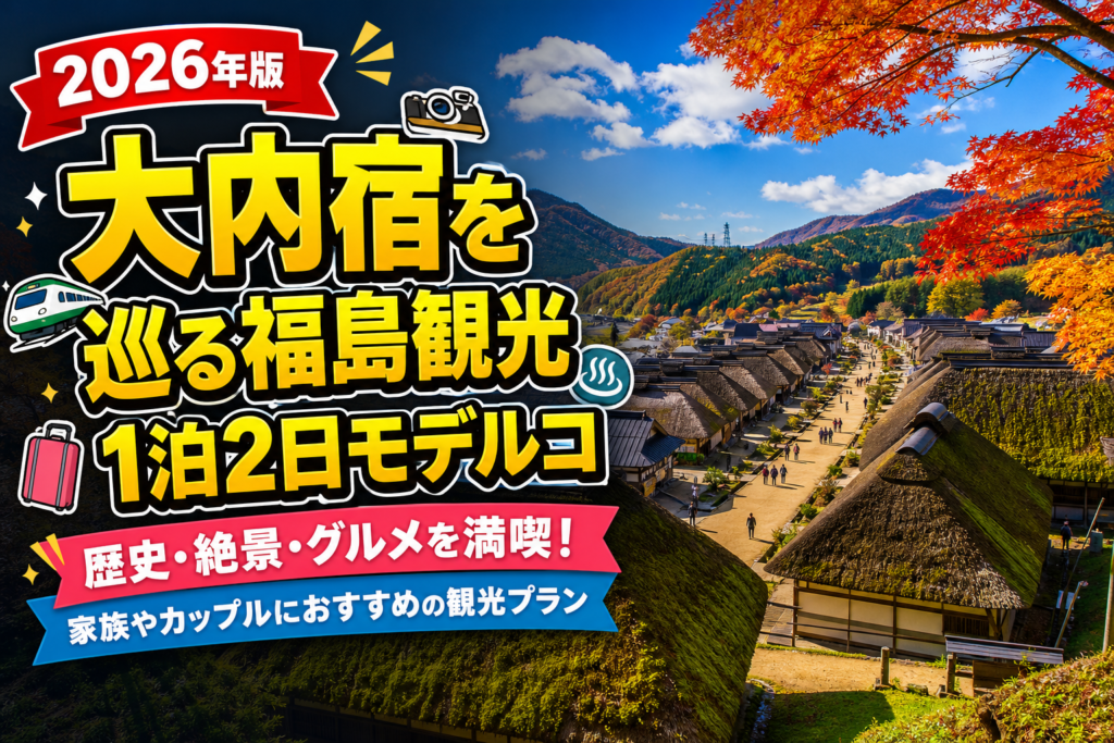 【2026年版】大内宿を巡る福島観光1泊2日モデルコース完全ガイドのアイキャッチ画像