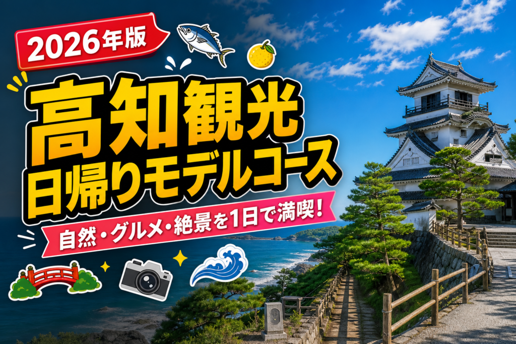 【2026年版】高知観光日帰りモデルコース！桂浜・ひろめ市場を効率よく巡るのアイキャッチ画像