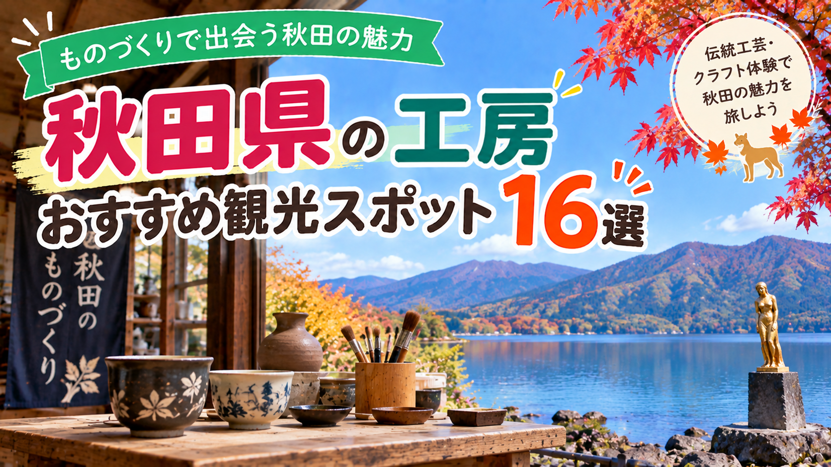 秋田県で伝統工芸やものづくり体験を楽しめるおすすめ工房観光スポット16選を紹介する旅行イメージ