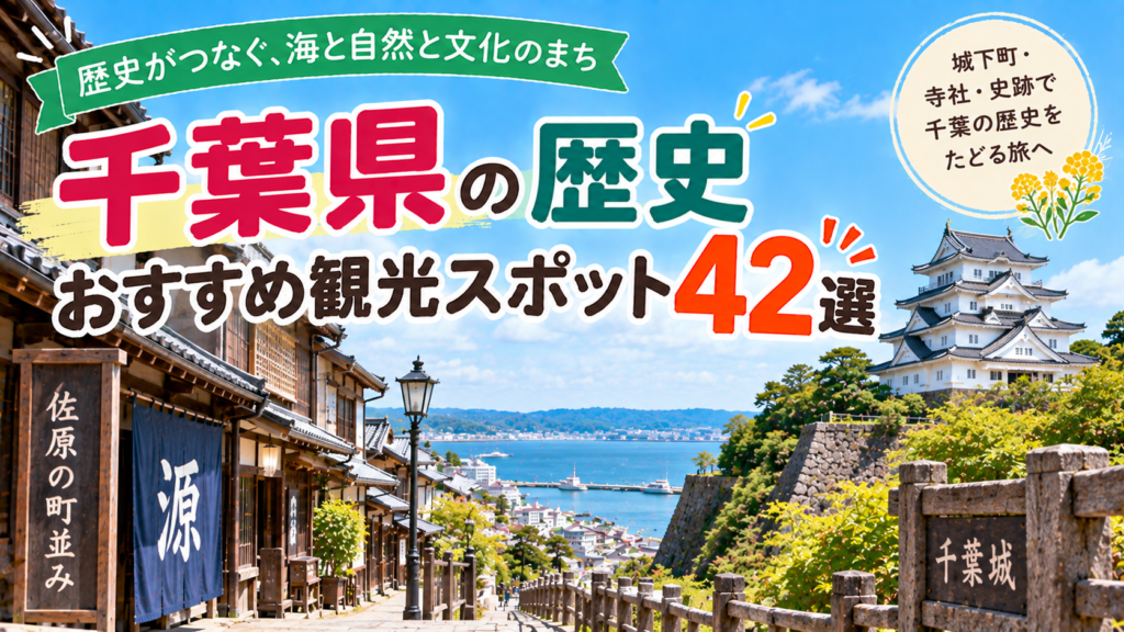 千葉県の歴史ある町並みや寺社、史跡を巡るおすすめ観光スポット42選を紹介する旅行イメージ