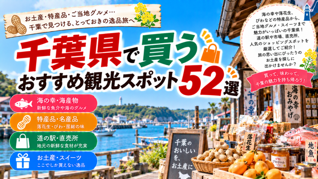 千葉県で海産物や落花生、びわ、ご当地グルメなどを買えるおすすめ観光スポット52選を紹介する旅行イメージ
