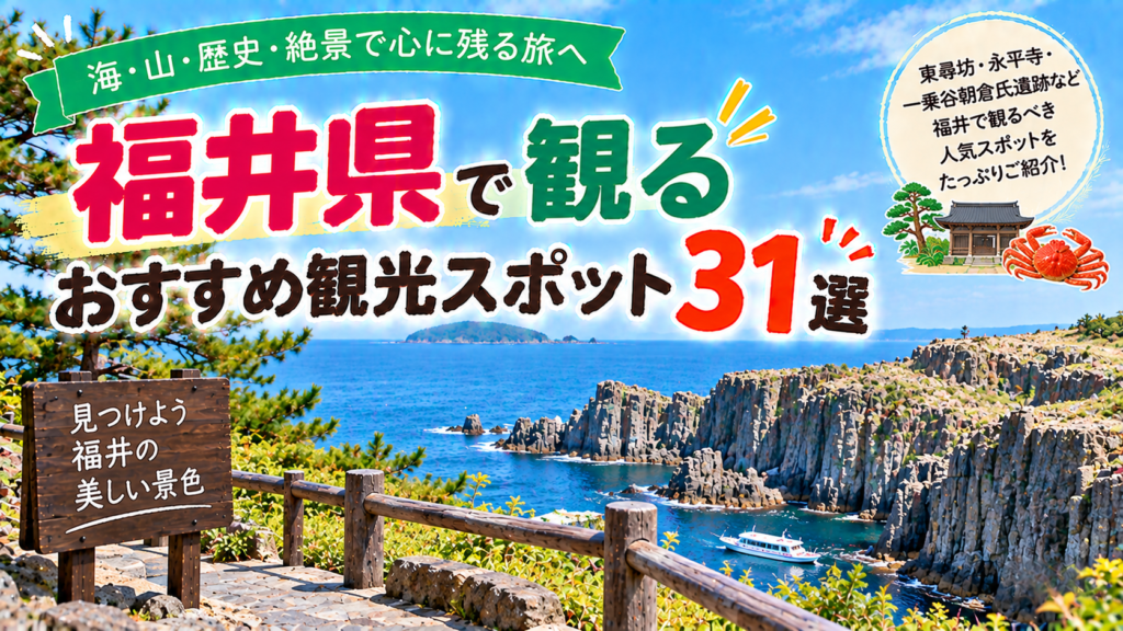 福井県の自然や歴史、絶景を楽しめるおすすめ観光スポット31選を紹介する旅行イメージ