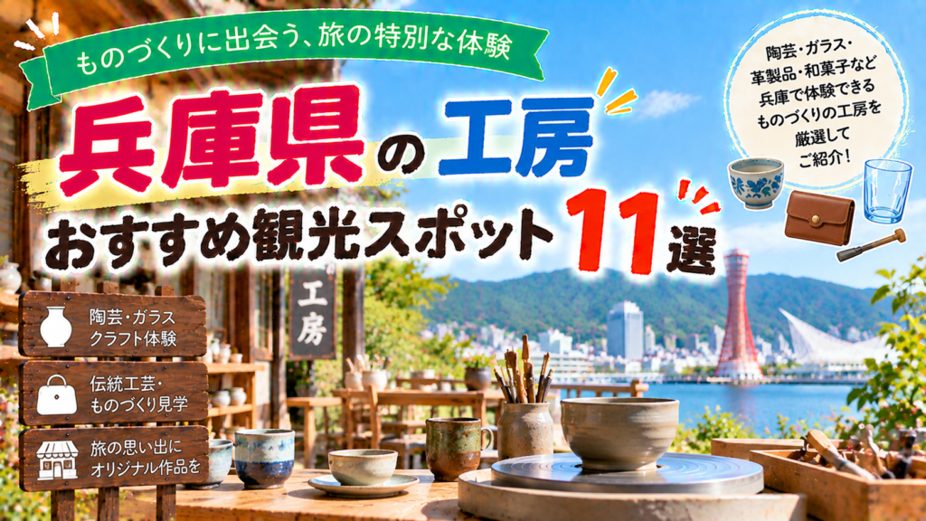 兵庫県で陶芸やガラス、伝統工芸などのものづくり体験を楽しめるおすすめ工房観光スポット11選を紹介する旅行イメージ