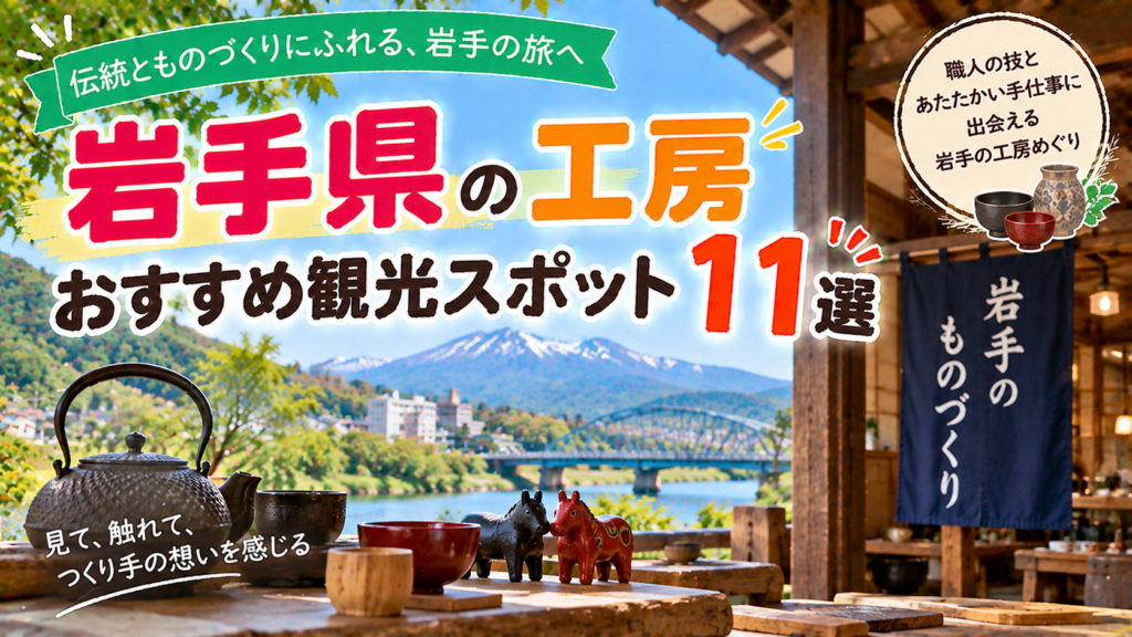 岩手県で南部鉄器や伝統工芸などのものづくりを楽しめるおすすめ工房観光スポット11選を紹介する旅行イメージ