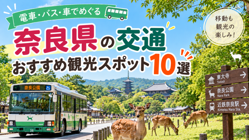 奈良県を電車やバス、車で巡るおすすめ観光スポット10選を紹介する旅行イメージ