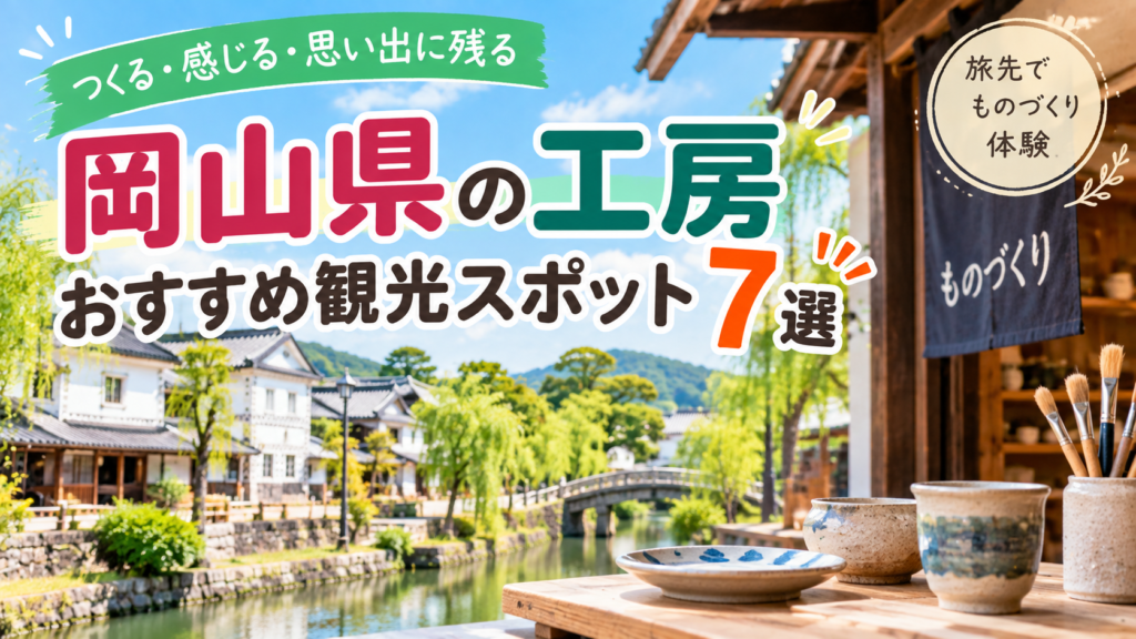 岡山県で陶芸やものづくり体験を楽しめるおすすめ工房観光スポット7選を紹介する旅行イメージ