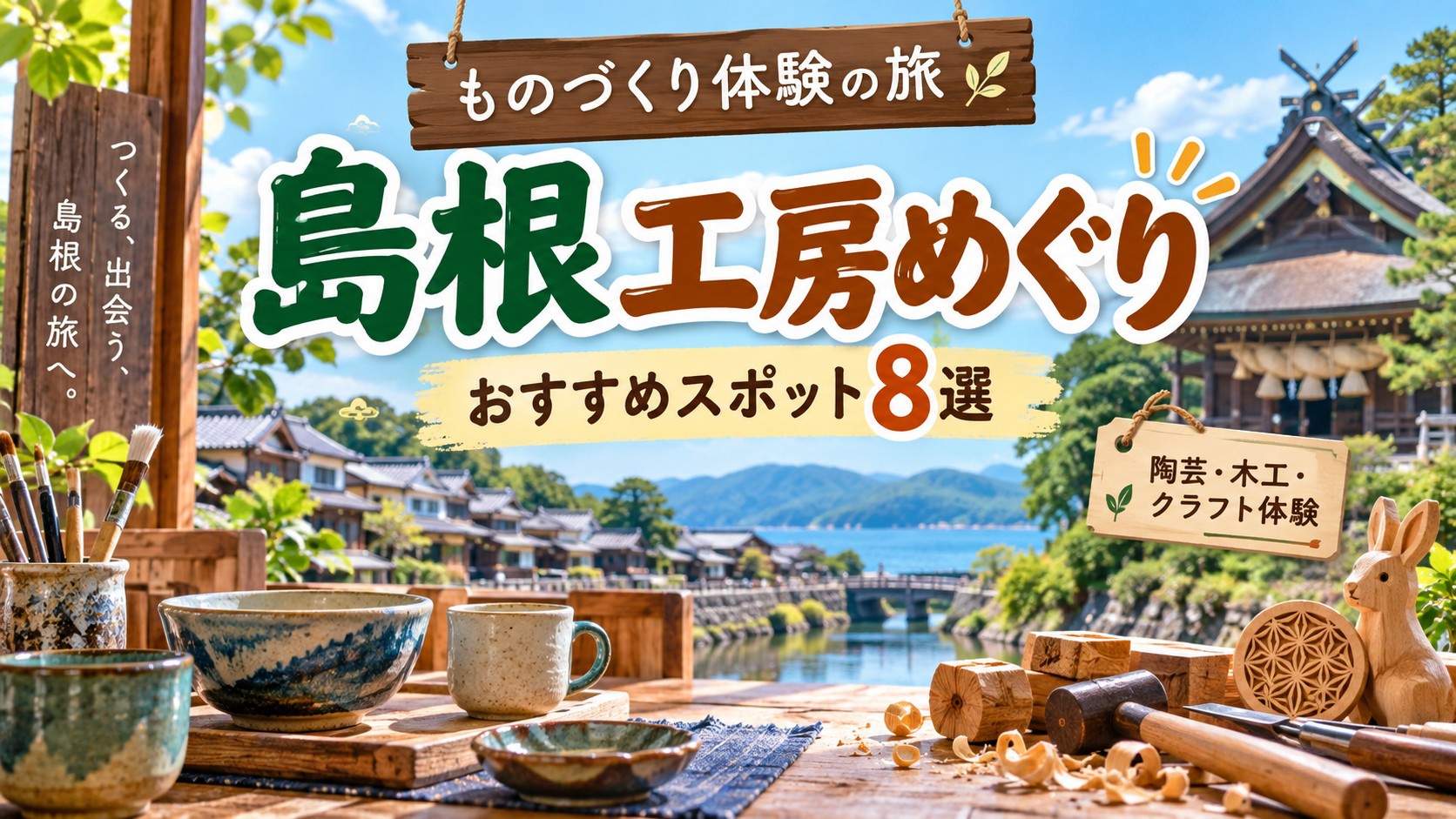 島根県で陶芸や木工などのものづくり体験を楽しめるおすすめ工房観光スポット8選を紹介する旅行イメージ