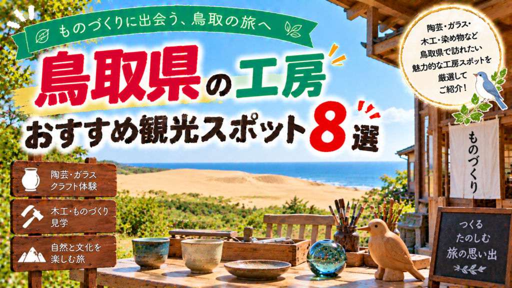 鳥取県で陶芸やガラス、木工などのものづくり体験を楽しめるおすすめ工房観光スポット8選を紹介する旅行イメージ
